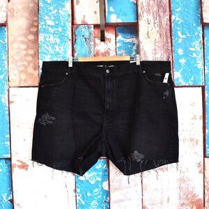 Women's Old Navy Slouchy Straight Cut-Off Black Jean Shorts SIZE 26 Washed Black